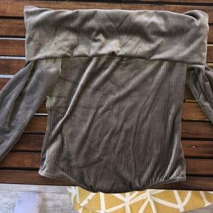 Suede Olive green ribbed body suit